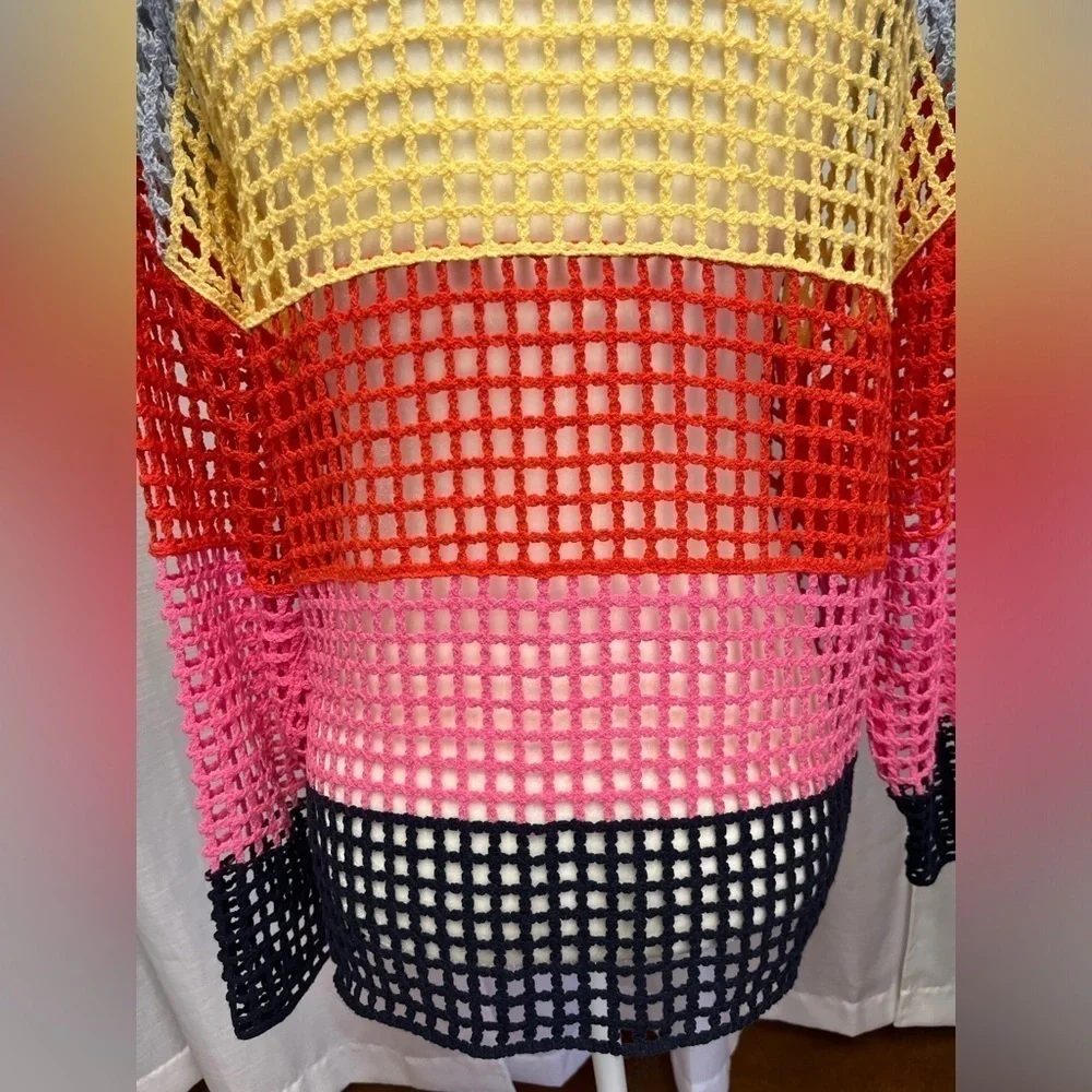 Fate Stripe Eyelet Knitted Pullover | size Small
